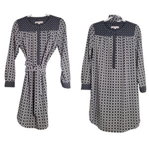 Floral Medallion Petite Medium Mixed Media Longsleeve Popover Belted Tunic Dress